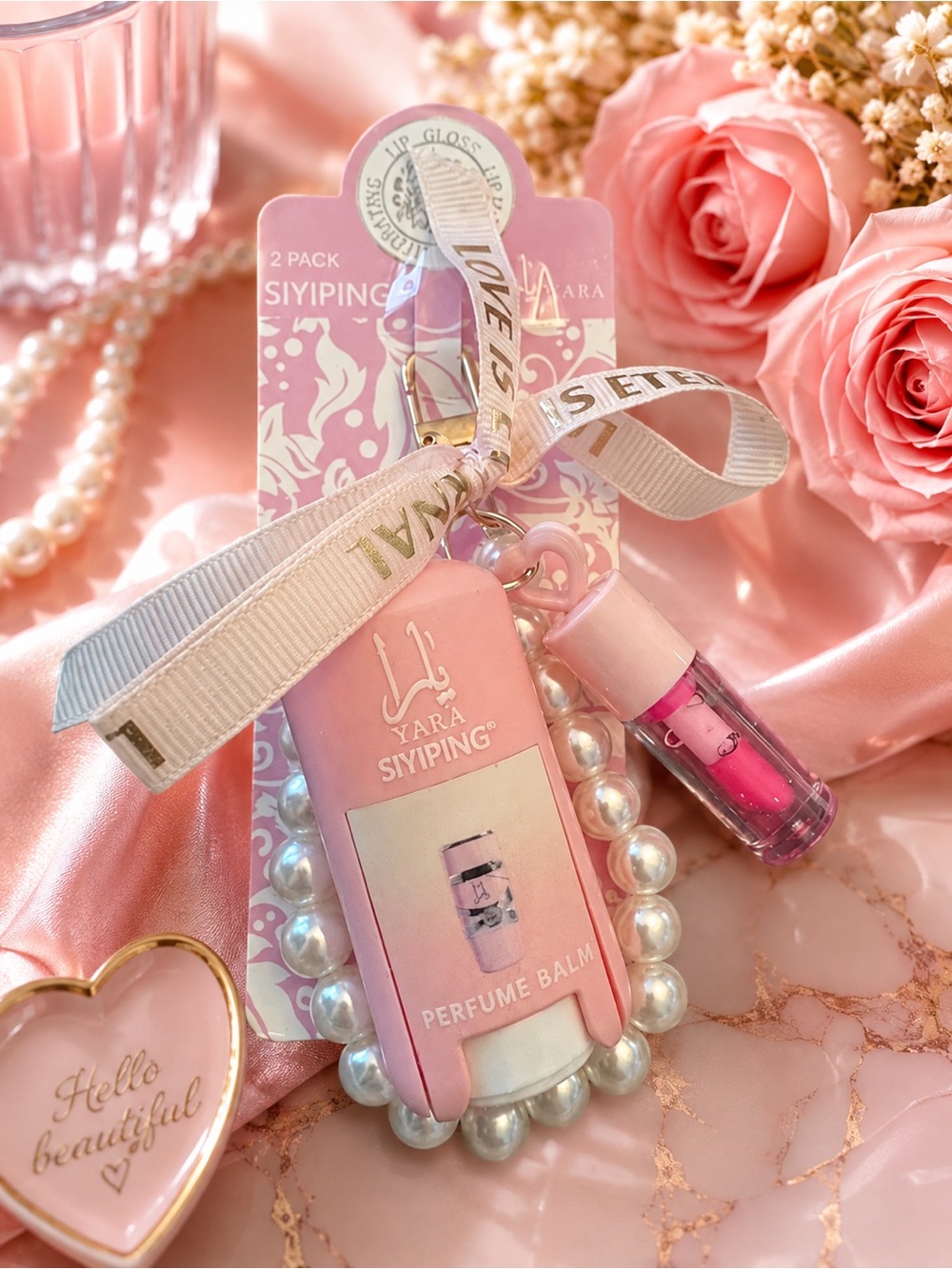 💗✨ NEW YARA SIYIPING PERFUME BALM & LIP GLOSS KEYCHAIN SET ✨💗